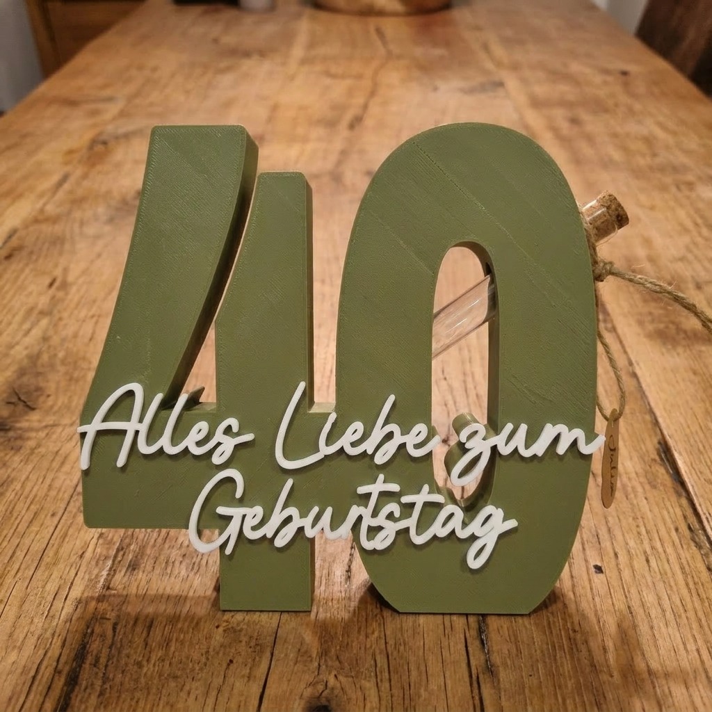 Geburtstagszahl mit Geldgeschenk-Reagenzglas
