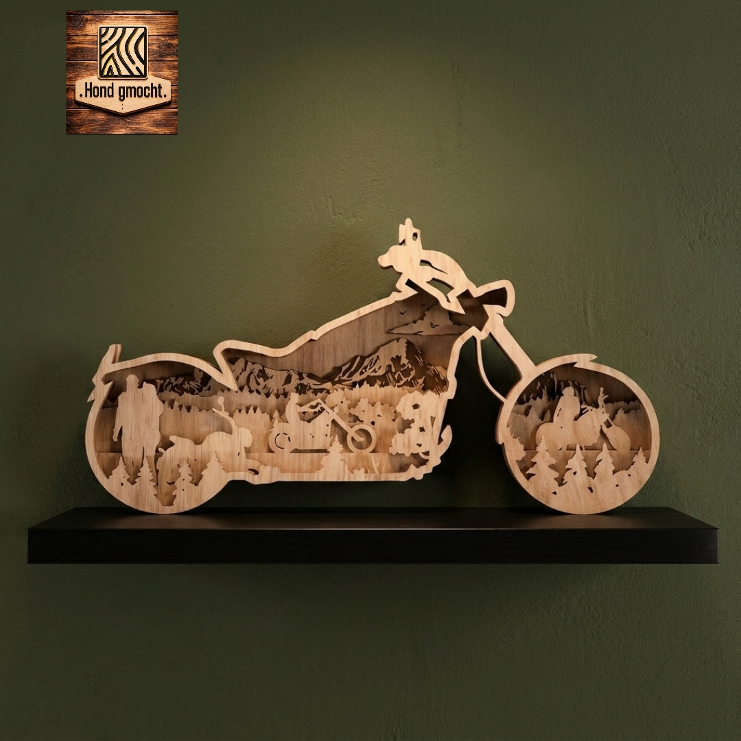 Motorrad Multilayer Wandbild aus Holz