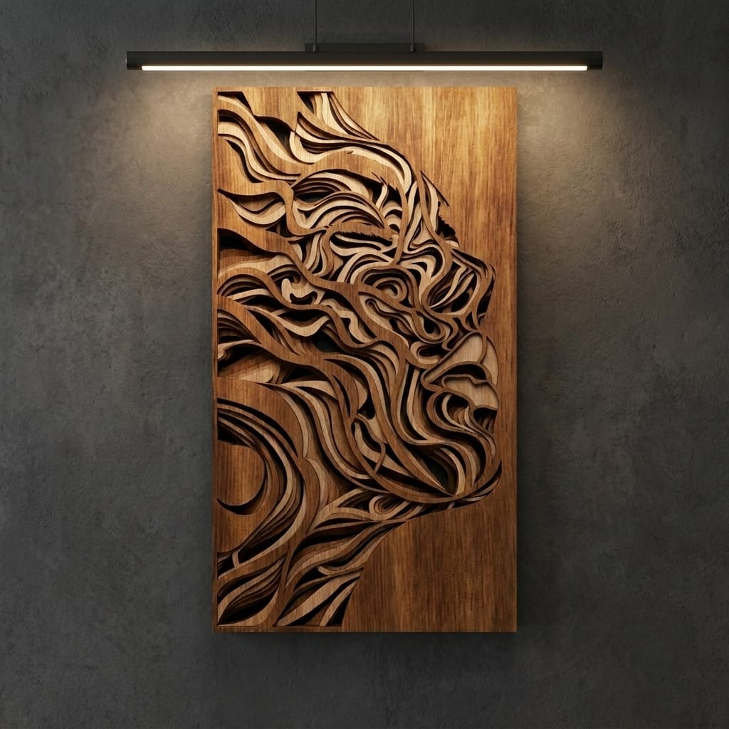 Elegante Frau – Mehrschichtige Holz-Wandkunst