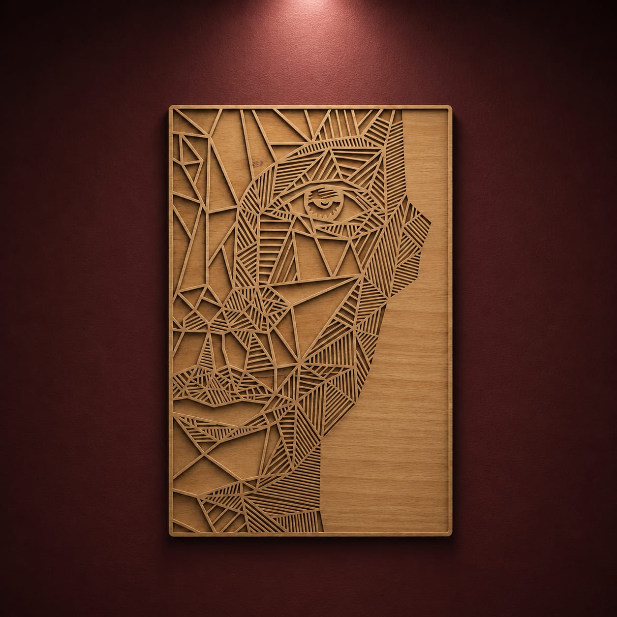 Geometrisches Gesicht aus Holz