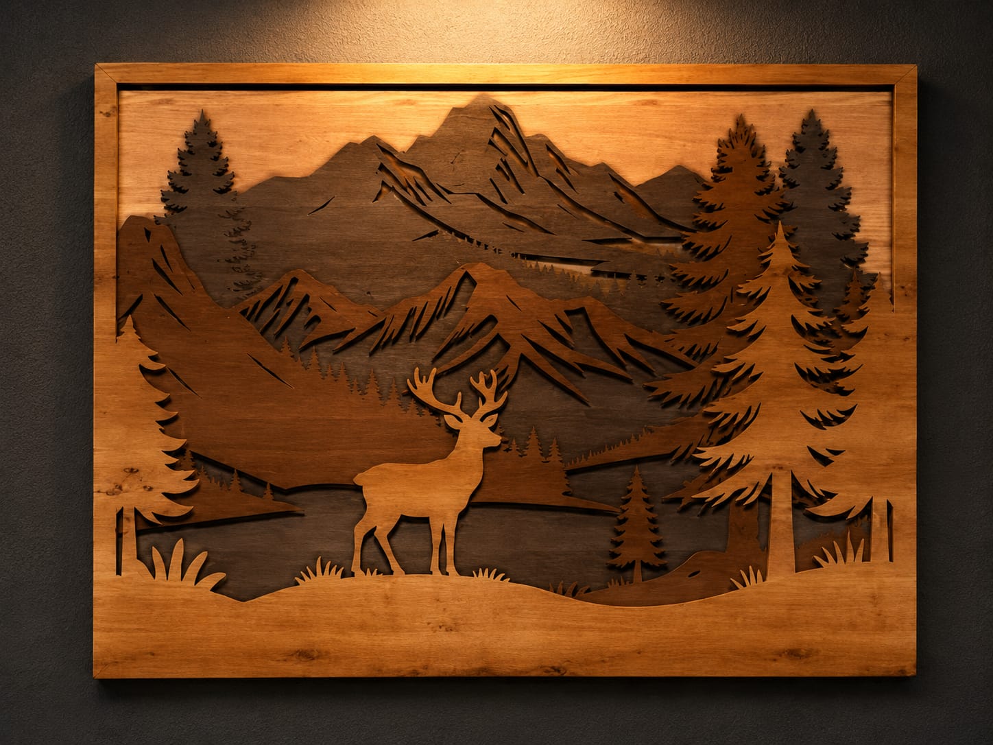 3D Hirsch-Wandbild aus Holz
