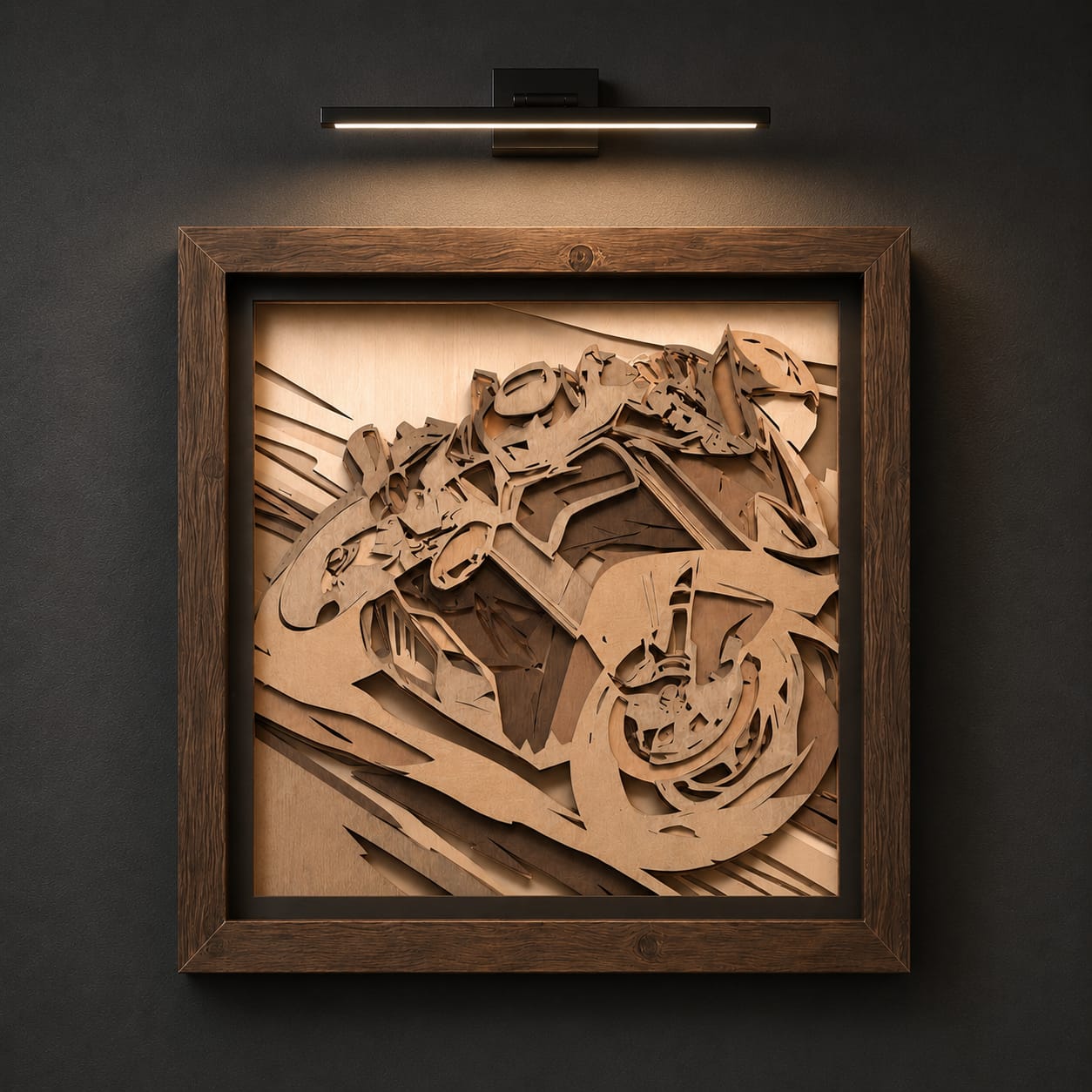 Personalisiertes 3D-Motorrad-Wandbild aus Holz